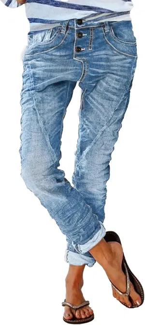 Jeans for Woman Trendy High Waisted Straight Leg Relaxed Fit Denim Pants Vintage Baggy Stretchy Trousers with Pockets