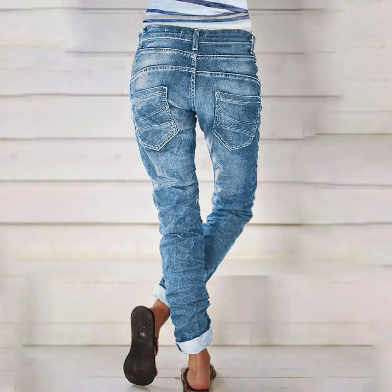 Jeans for Woman Trendy High Waisted Straight Leg Relaxed Fit Denim Pants Vintage Baggy Stretchy Trousers with Pockets