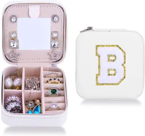 Jewelry Organizer Travel,Small Travel Jewelry Box,PU Leather Portable Jewelry Case Travel for Ring Earrings Necklace Bracelet Bangle for Women Girls Gifts