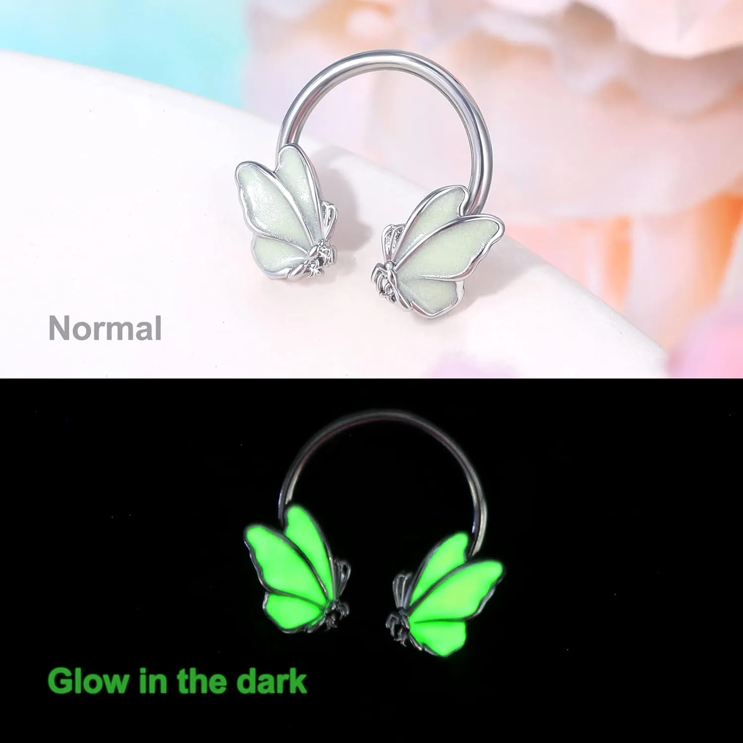 Jewseen Butterfly Septum Rings 16g Septum Jewelry Gold Septum Ring Daith Piercing Jewelry Surgical Steel Helix Earrings for Women Cartilage Hoop Piercing Jewelry