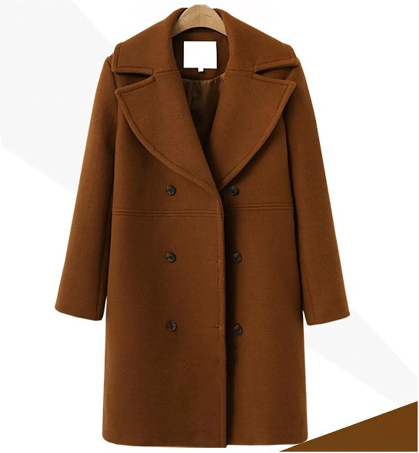 JOAU Women's Wool Trench Coats Warm Winter Pea Coat Double Breasted Mid-Long Overcoat Fashion Notched Lapel Jackets Outwear