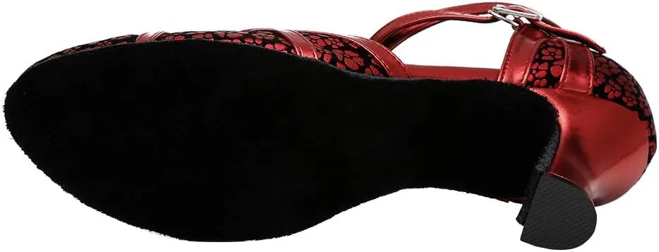 JUODVMP Women's Closed Toe Dance Heels Satin Latin Ballroom Dance Shoes YCL323