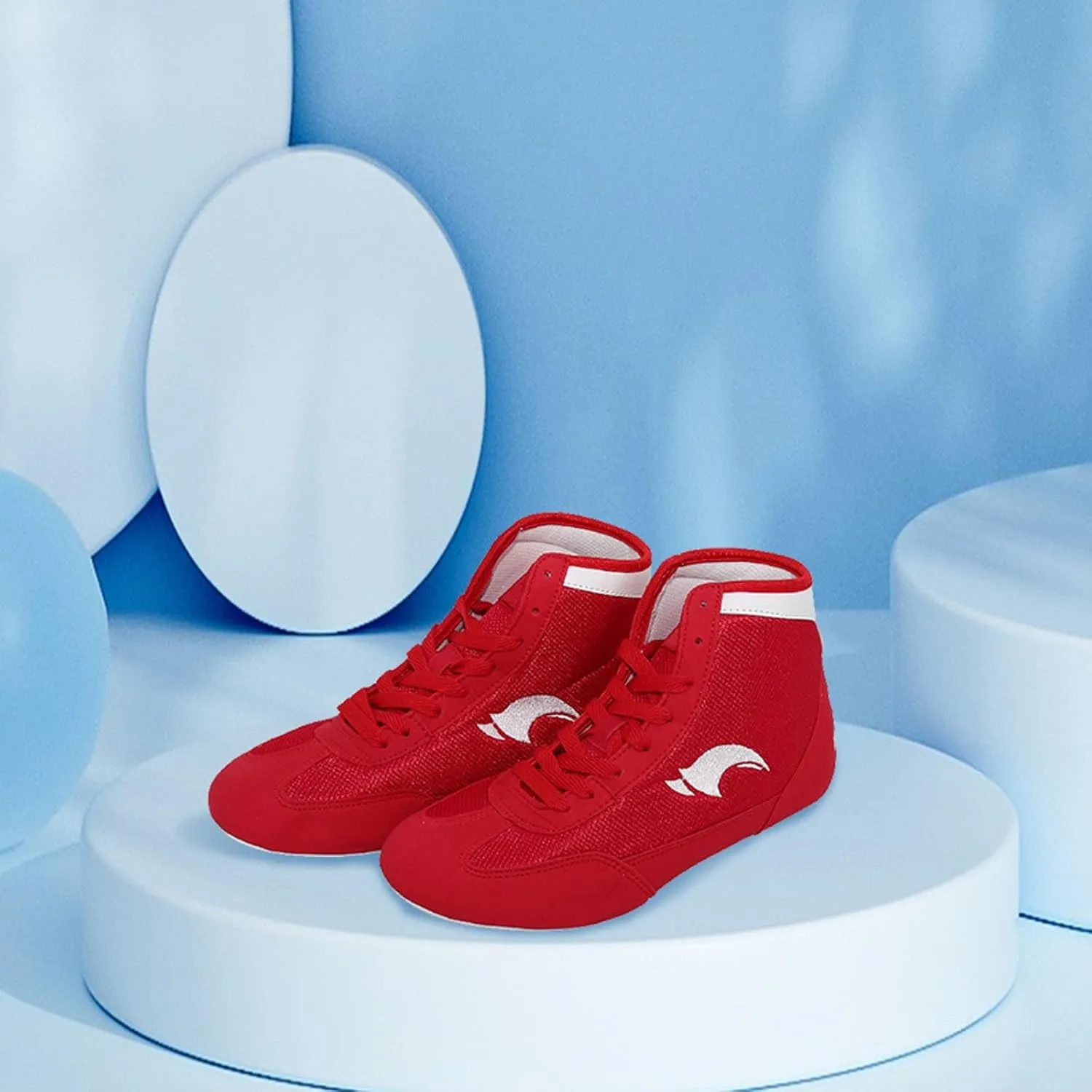 Kids Boys Girls Boxing Wrestling Shoes High Top Training Anti Slip Boots Red US 6