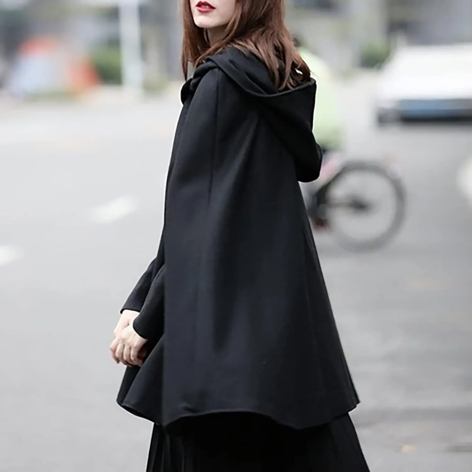 Kuluzego Womens Cardigan Front Cloak Jacket Hoods Cape Shawl Wraps Trench Coats for Women Fall Winter Cloak 2025 Fashion Y2K