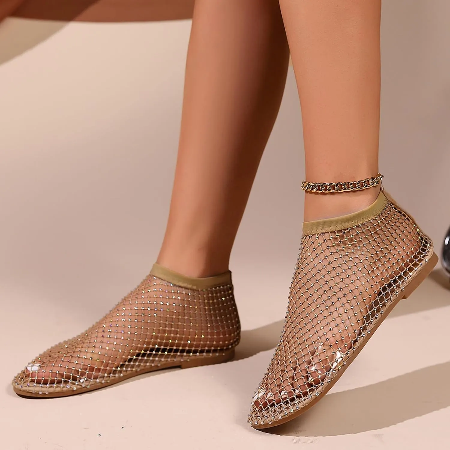 Ladies Fashion Breathable Hollow Mesh Rhinestone Decorative Flat Bottomed Casual Shoes Men's Shoes Casual Sandals