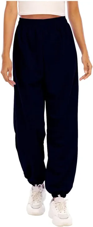 Ladies Stretch Plain Pants Womens Casual Trousers High Waist Lounge Sweatpants Solid Color Bootcut Yoga Pants Gym