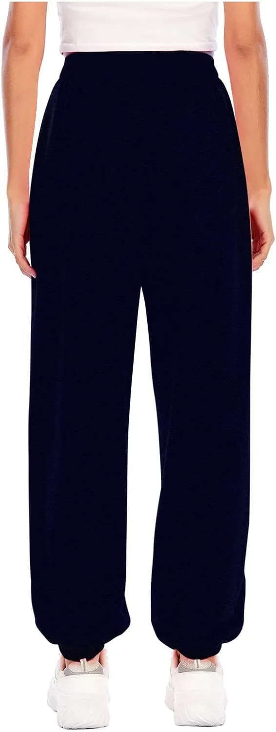 Ladies Stretch Plain Pants Womens Casual Trousers High Waist Lounge Sweatpants Solid Color Bootcut Yoga Pants Gym