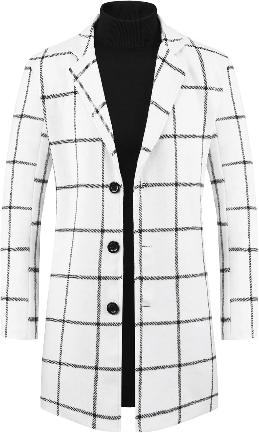 Lars Amadeus Plaid Coat for Men's Color Block Single Breasted Winter Checked Overcoat