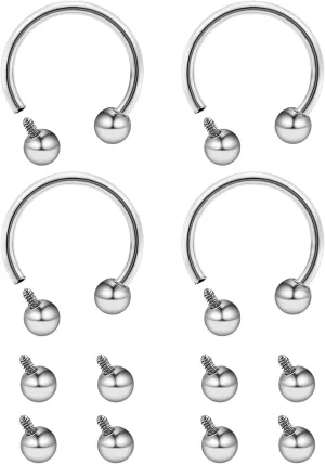 Lcolyoli 16g Septum Rings Internally Threaded Surgical Steel Septum Jewelry Lip Rings Hoop Labret Jewelry Horseshoe Earrings Daith Piercing Jewelry for Women Men