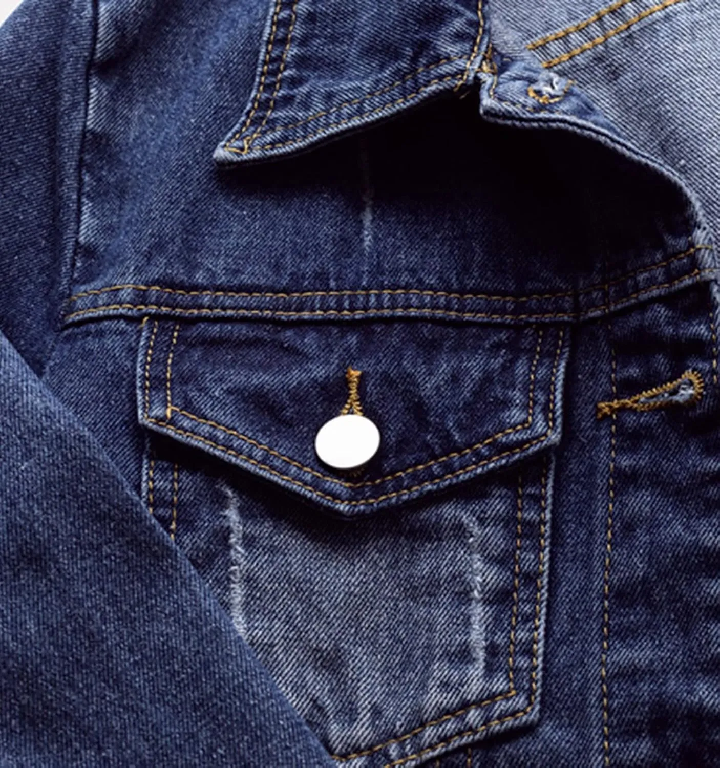 LifeShe Women's Basic Long Sleeve Button Down Distressed Denim Jackets Jean Jacket Coat