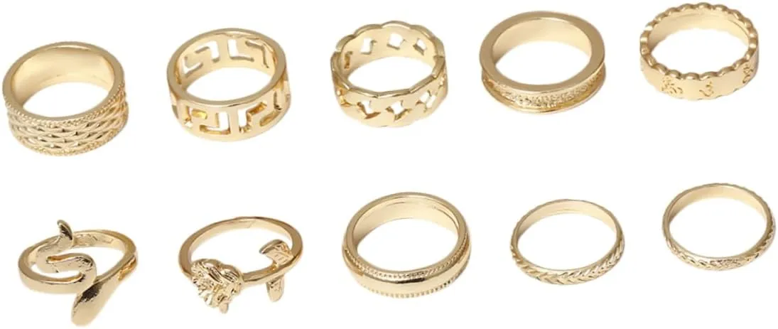 LIFKOME Elegant Finger Jewelry Fashion Ring Set Stackable Ring Jewelry Alloy Finger Fashion Accessories