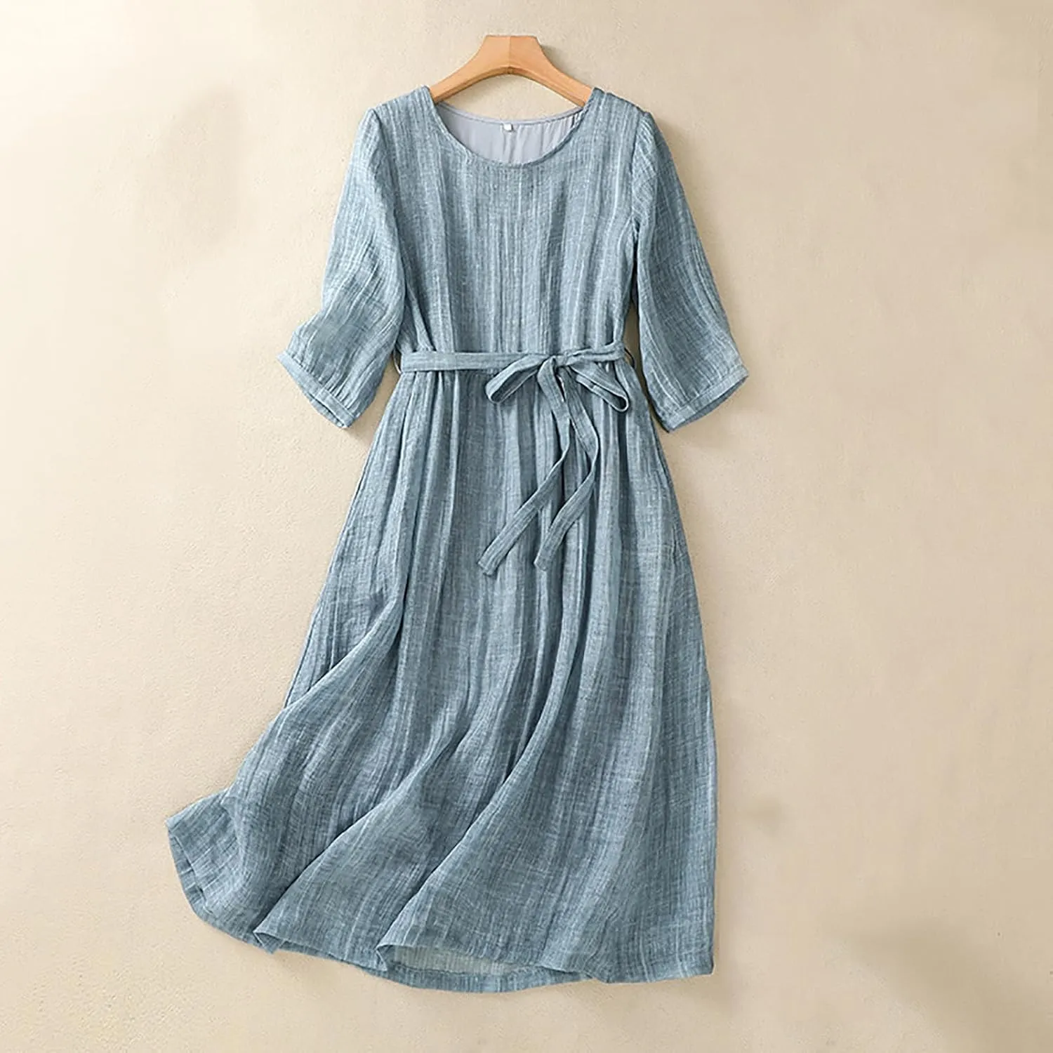 Linen Dress for Women 2025 Plus Size Short Sleeve Summer Maxi Dresses Spring Fashion Vacation Clothes