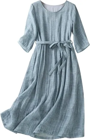 Linen Dress for Women 2025 Plus Size Short Sleeve Summer Maxi Dresses Spring Fashion Vacation Clothes