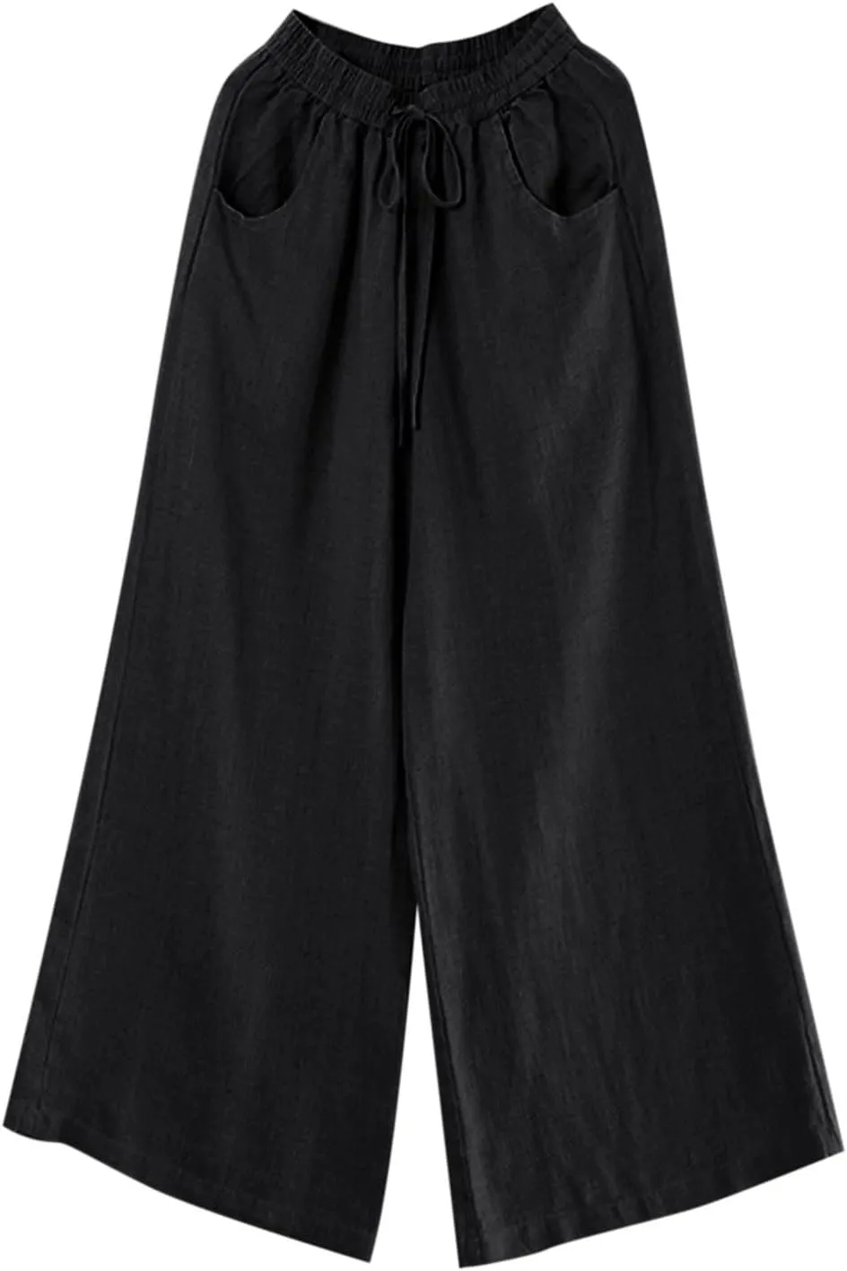 Linen Pants for Women Casual Loose Fit Flowy Wide Leg Pants Stretchy Straight Summer Beach Vacation Trousers with Pockets