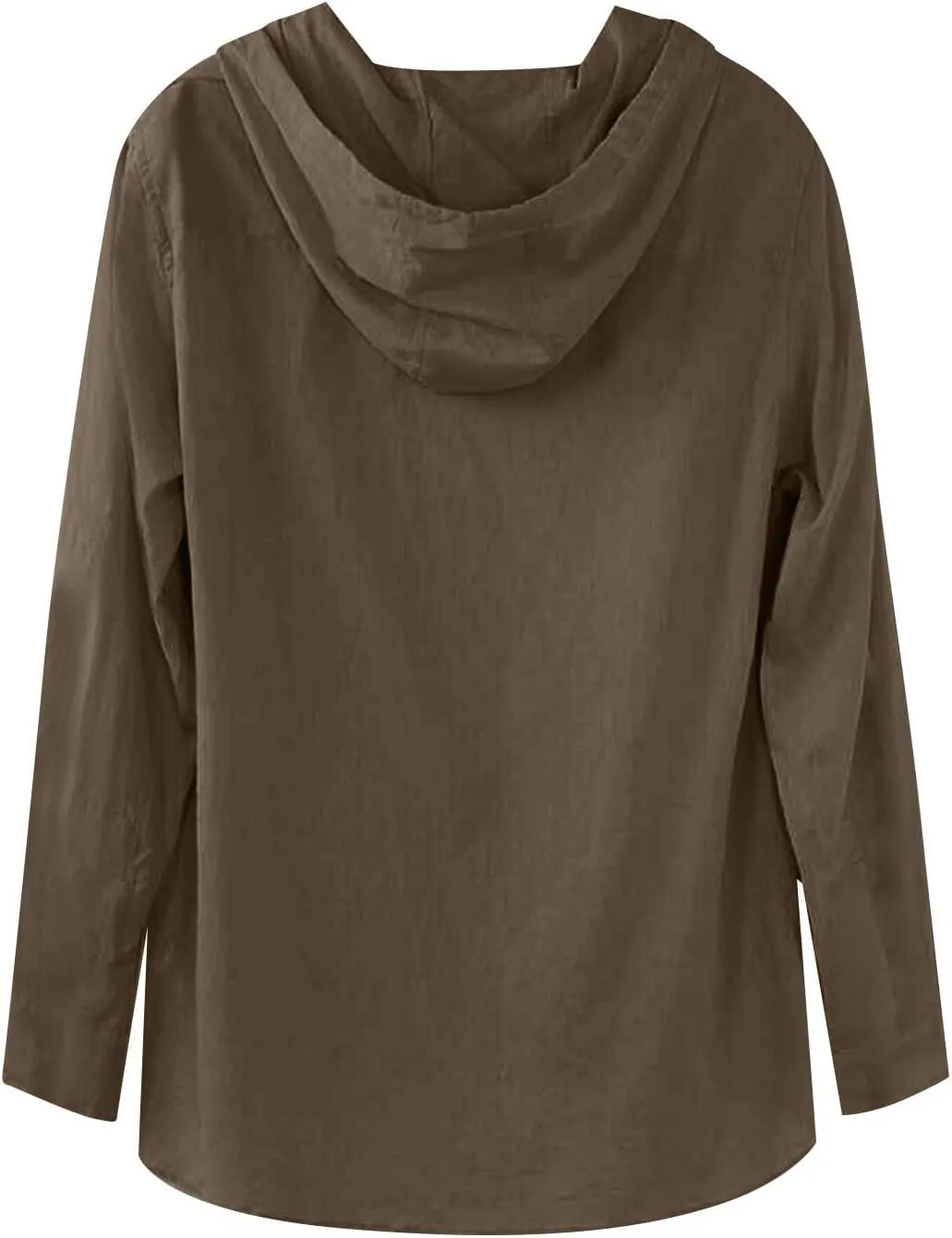 Linen Shirts for Men Lightweight Button Up Long Sleeve Shirts with Hood Loose Fit Breathable Boho Beach Linen Hoodie
