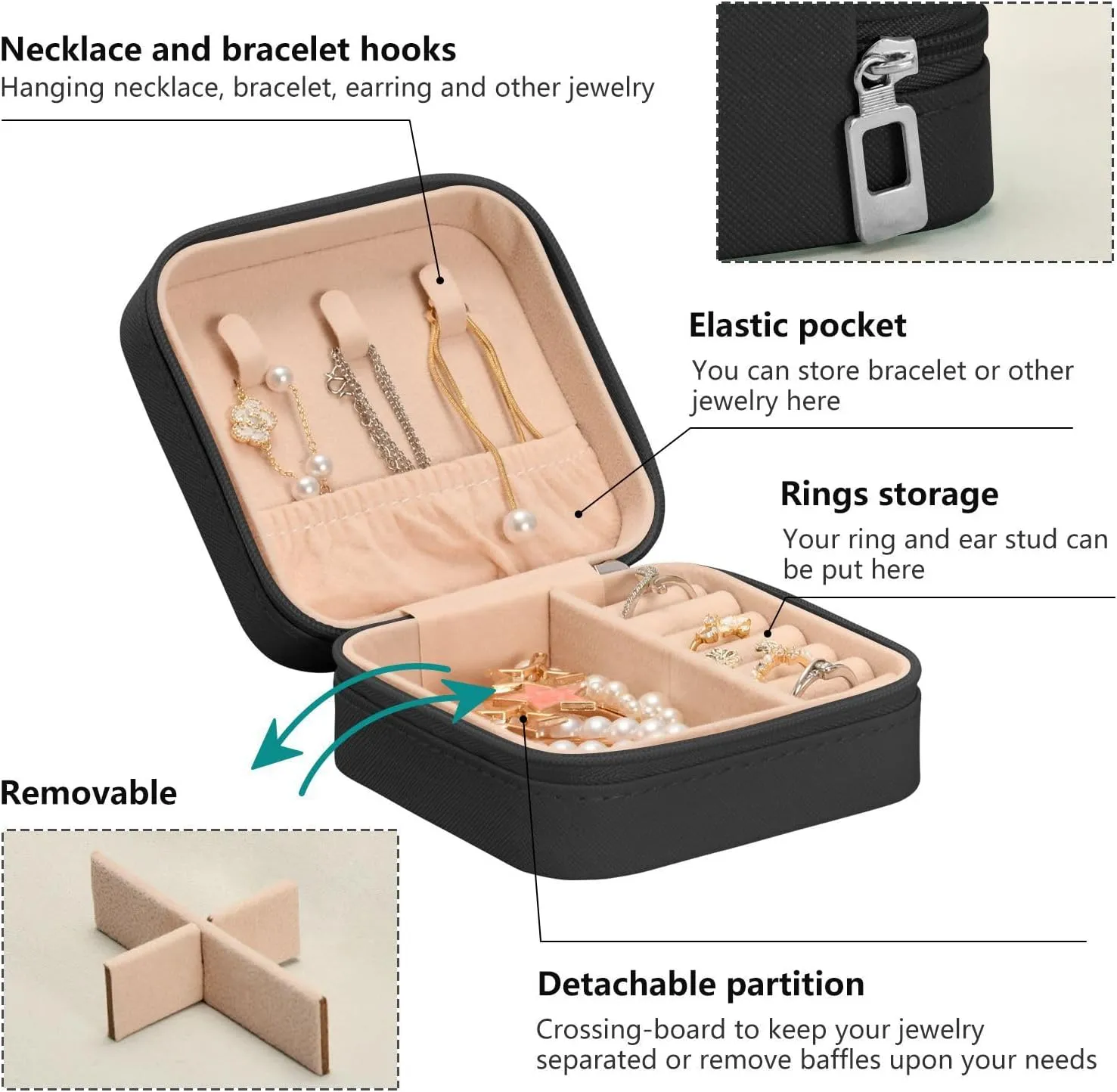 linqin PU Leather Jewelry Box, Succulents Cactus Travel Jewelry Case Portable Jewelry Organizer for Rings Earrings Necklaces Bracelets Storage Holder Boxes for Women Girls