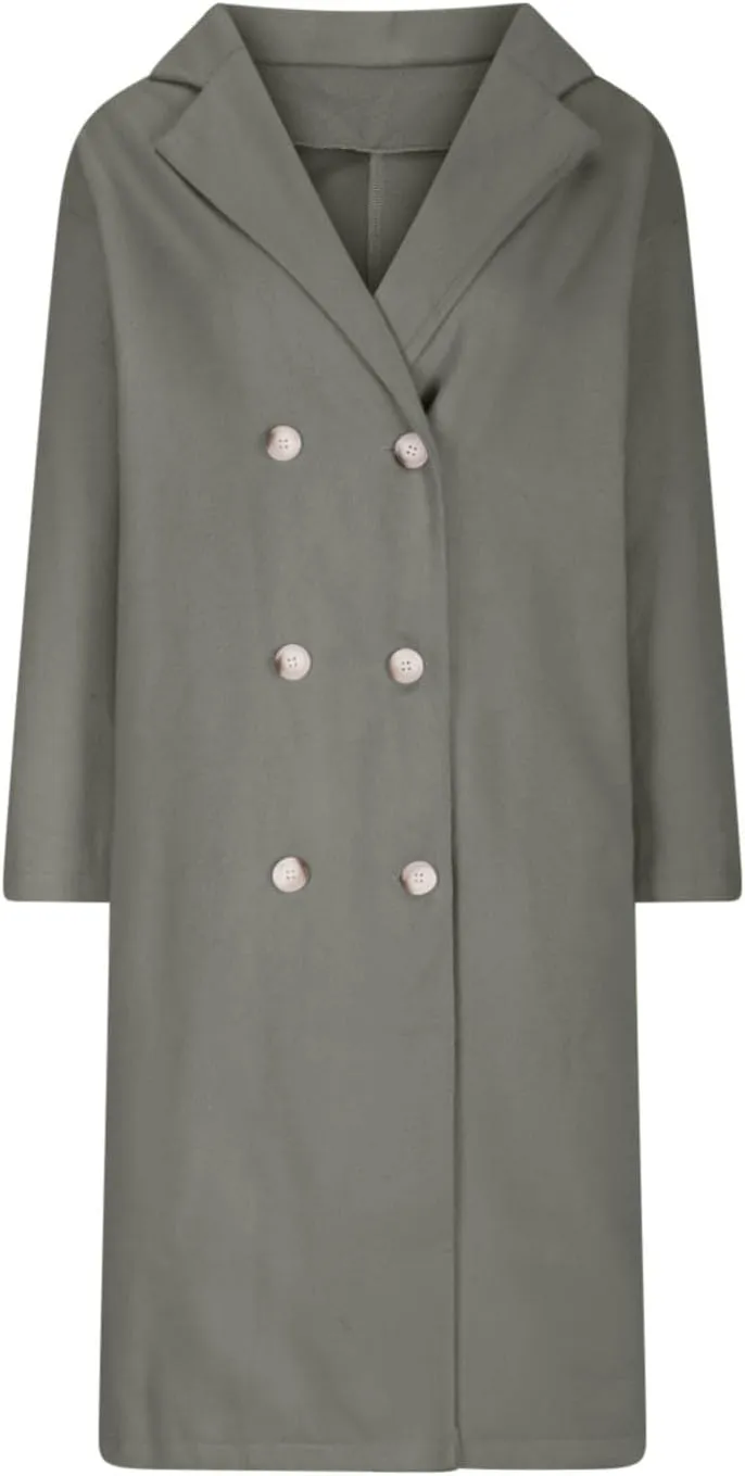 Lmdudan Women's Classic Notched Collar Open Front Cardigan Wool Blend Warm Long Trench Coat Lightweight Fall Outdoor Coats