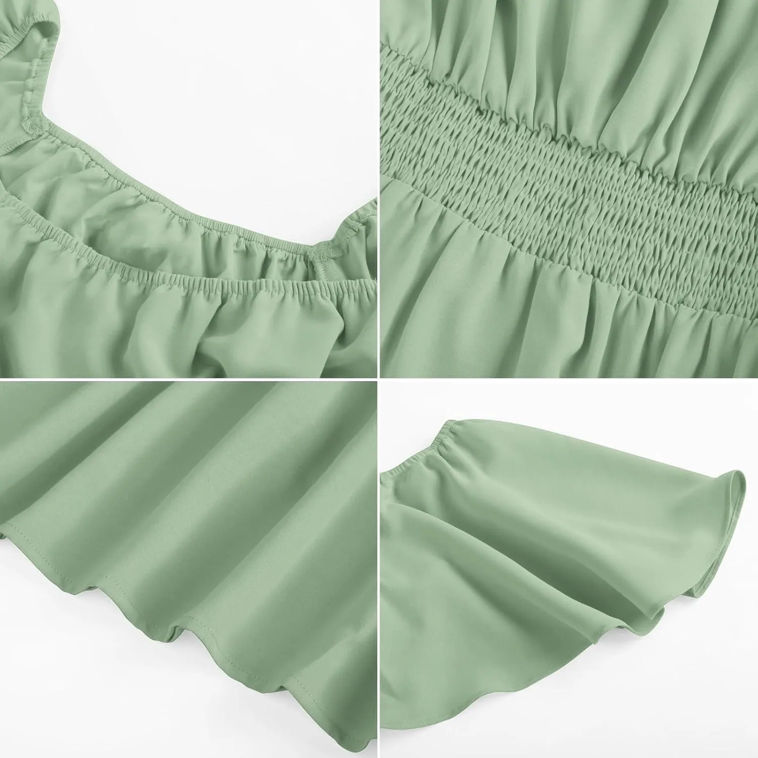 Long Dresses for Women Milkmaid Dress 2025 Trendy Short Sleeve Square Neck Smocked Waist Vacation Tiered Flowy Maxi Dress