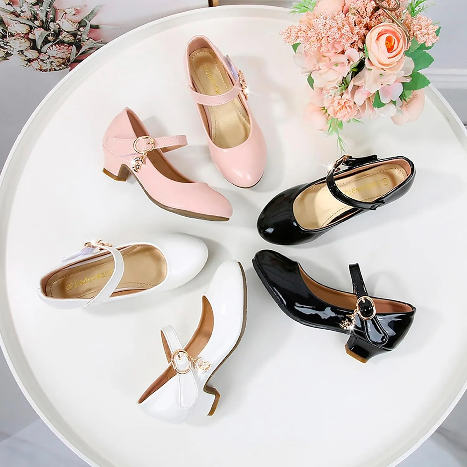 Mary Jane Shoes for Girls Low Heel Dress Shoes Flower Girl School Shoes Patent Leather Dress Shoes for Toddler Girls