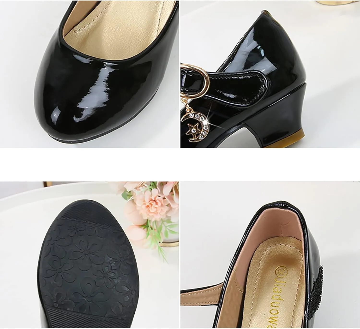 Mary Jane Shoes for Girls Low Heel Dress Shoes Flower Girl School Shoes Patent Leather Dress Shoes for Toddler Girls
