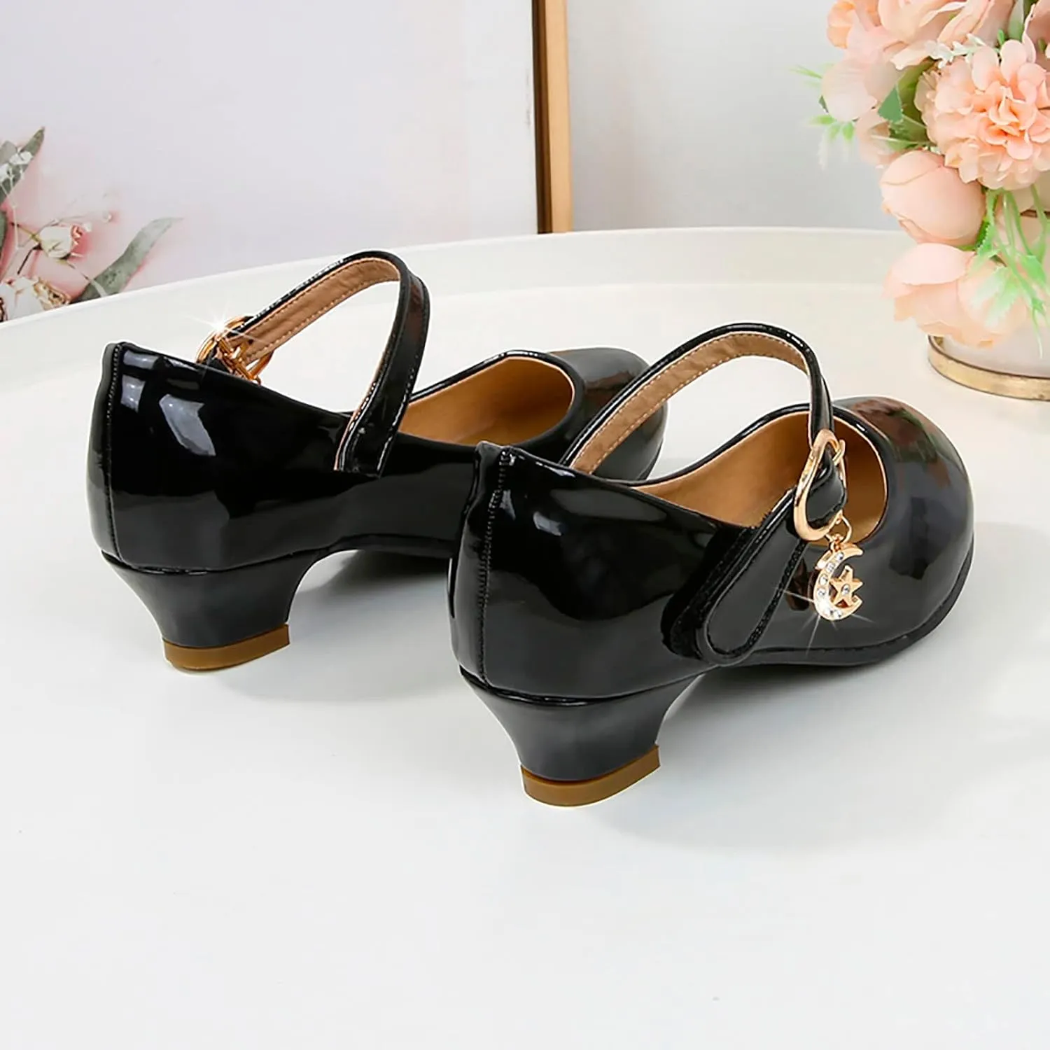 Mary Jane Shoes for Girls Low Heel Dress Shoes Flower Girl School Shoes Patent Leather Dress Shoes for Toddler Girls
