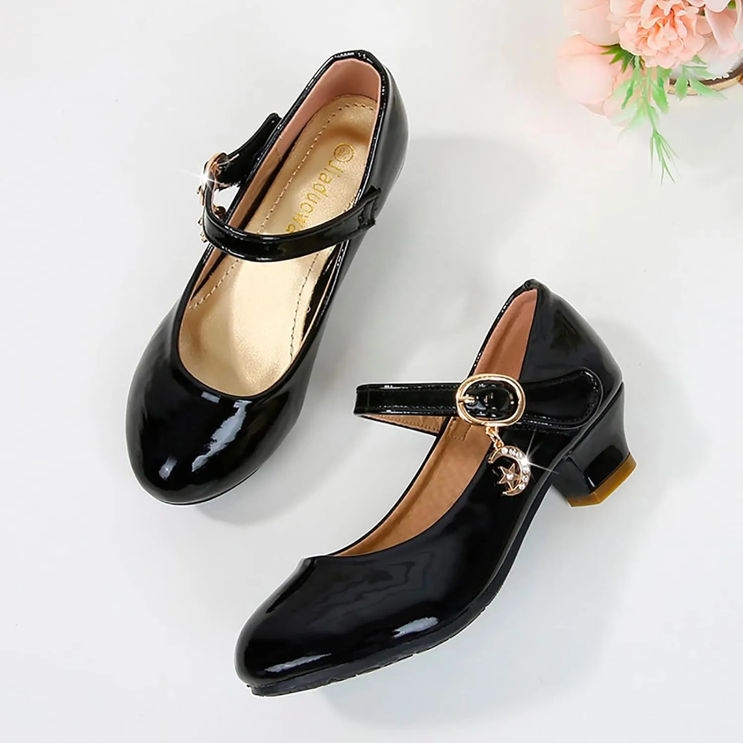 Mary Jane Shoes for Girls Low Heel Dress Shoes Flower Girl School Shoes Patent Leather Dress Shoes for Toddler Girls