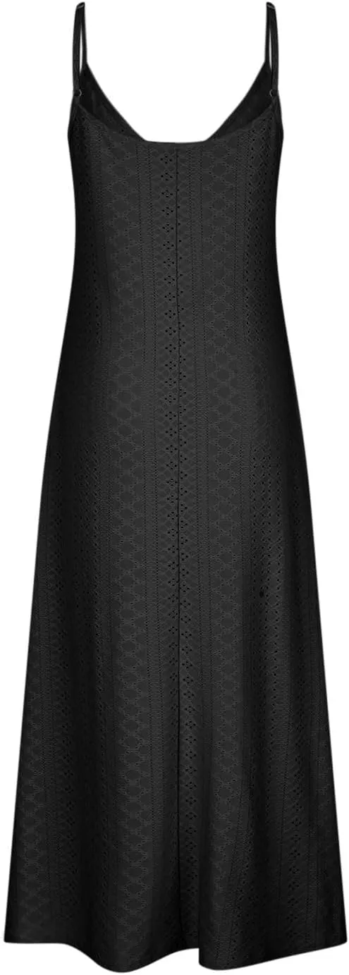 Maxi Dresses for Women 2025 Spaghetti Strap V Neck Boho Beach Flowy Sundress Summer Sleeveless Long Eyelet Dress