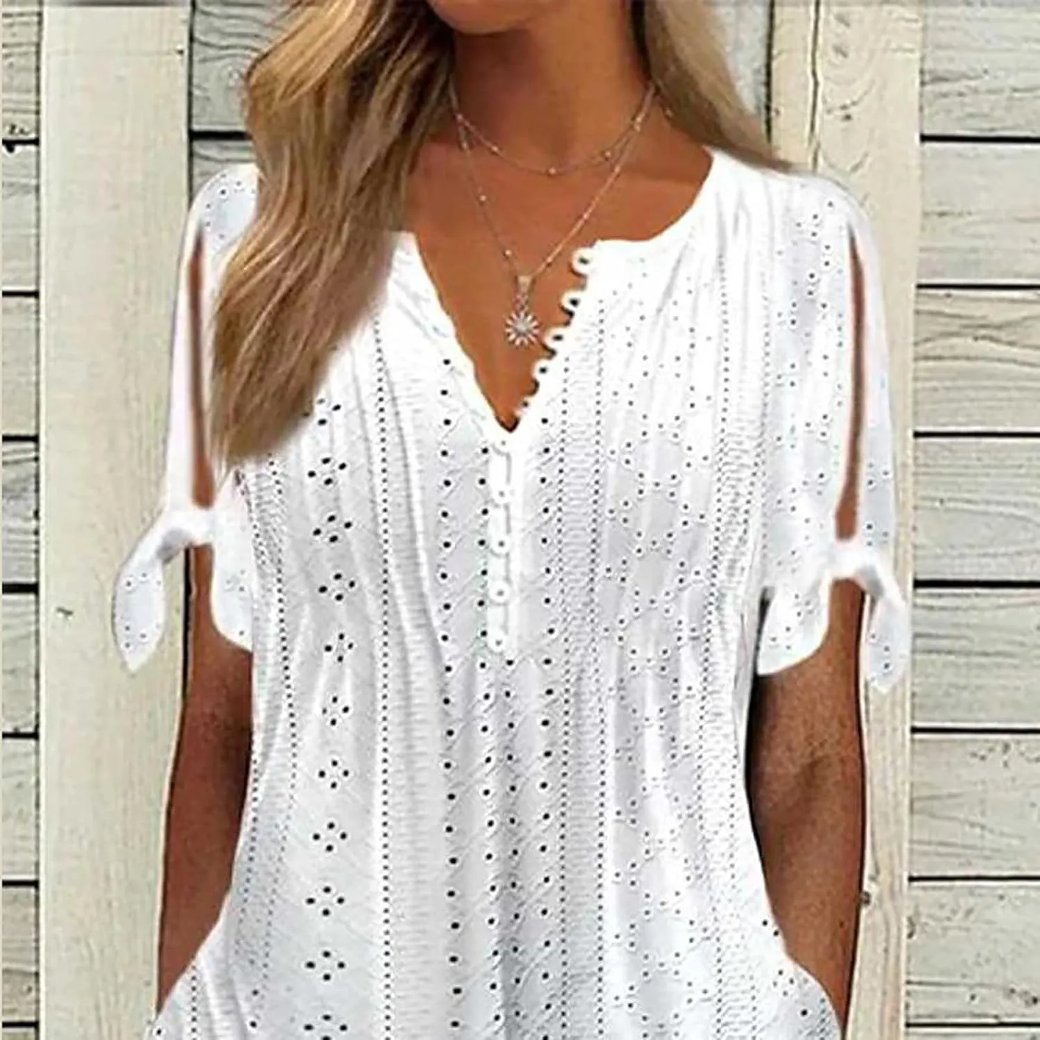 Maxi Long Dresses for Women 2025 Summer Casual V Neck Short Sleeve Eyelet Tshirt Dress Boho Aline Sundresses for Vacation