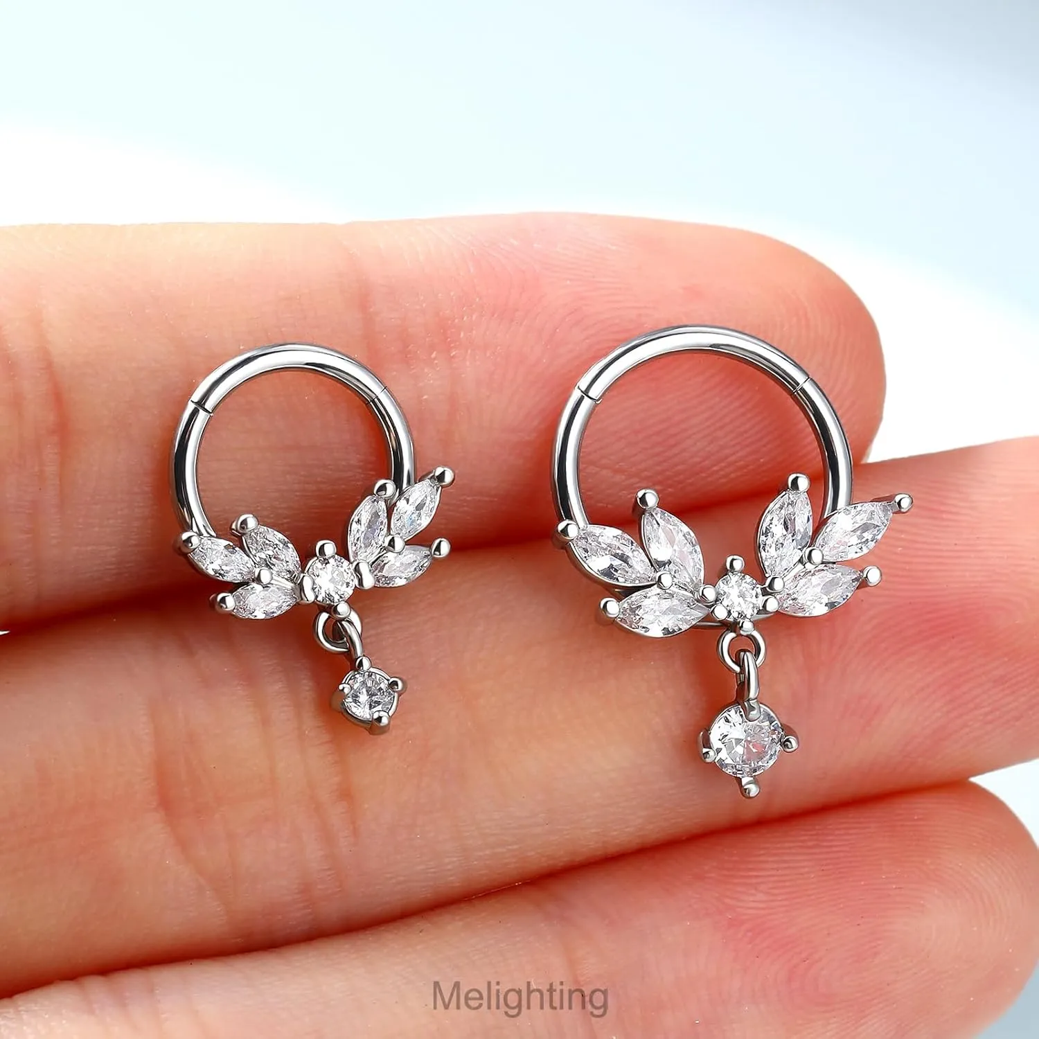 Melighting 16G Septum Ring, Vine Septum Jewelry, Dangle Daith Piercing Jewelry Stainless Steel 316L, Daith Piercing Jewelry, Helix Conch Tragus Piercing for Women