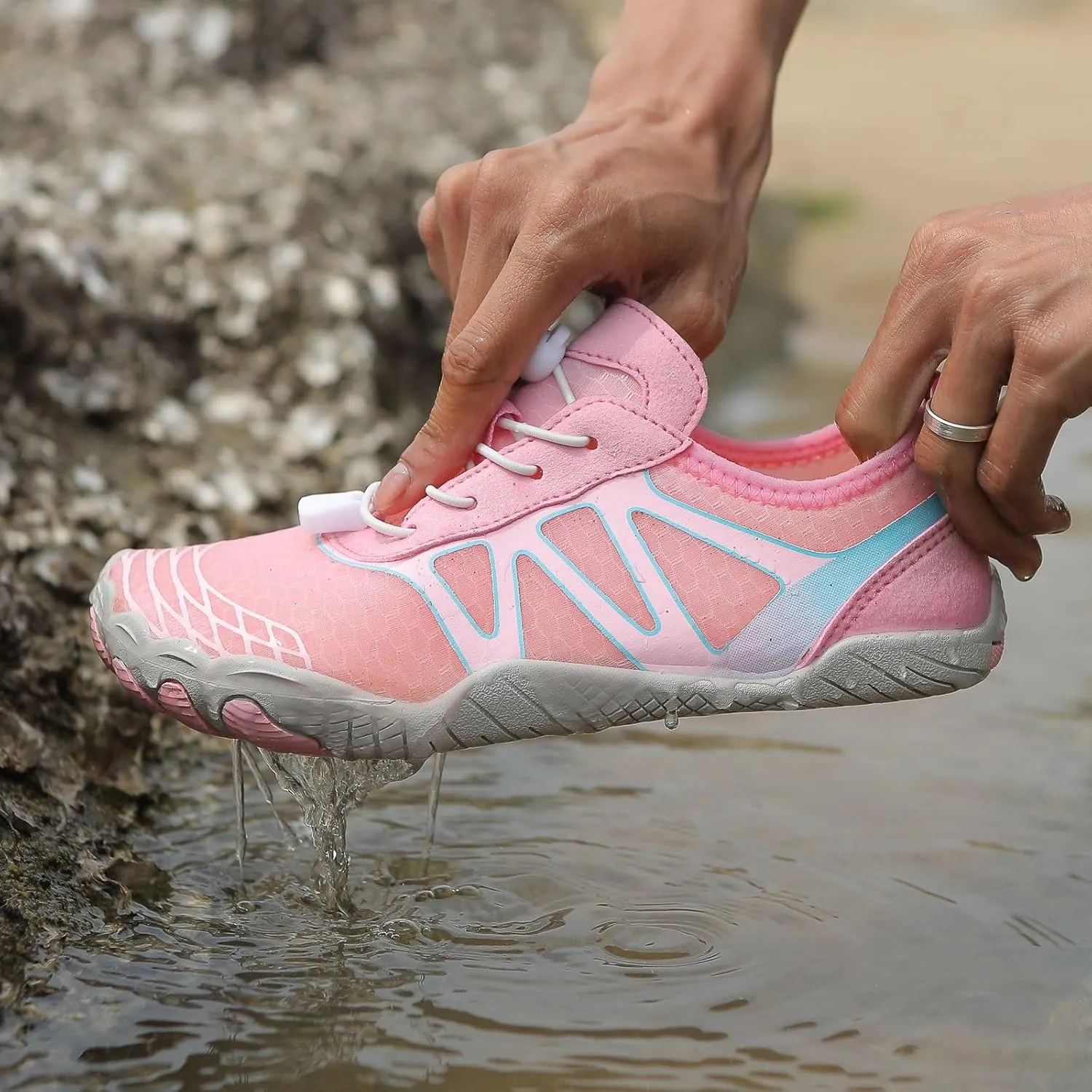Men Barefoot Water Shoes, Beach Aqua Socks Quick Dry for Outdoor Sport Hiking, Non Slip Healthy Breathable Trail Running Footwear, Wide Toe Zero Drop Slip On Swim Pool, Beach, Surf