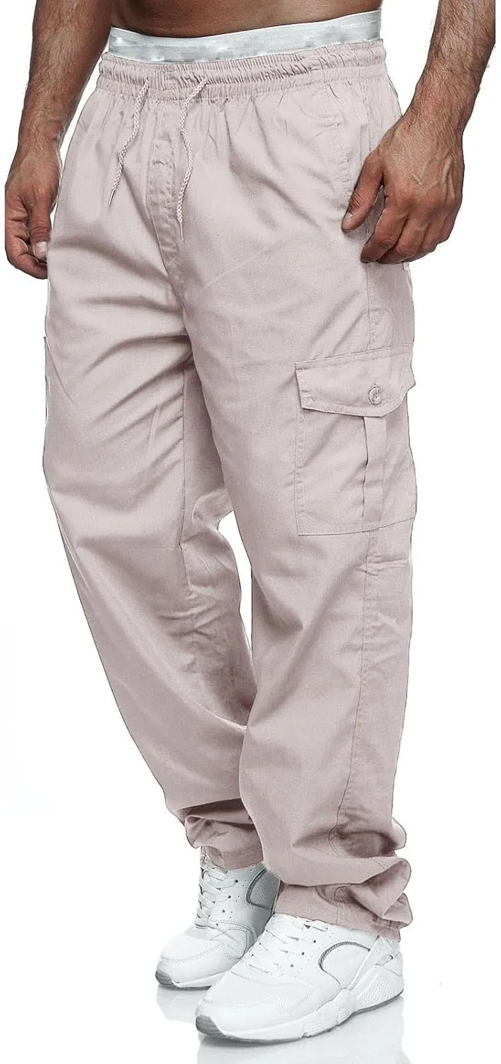 Men Outdoor Cargo Pants Multi Pockets Lightweight Tactical Trousers Plus Size Classic Hiking Jogger Stylish Sweatpants