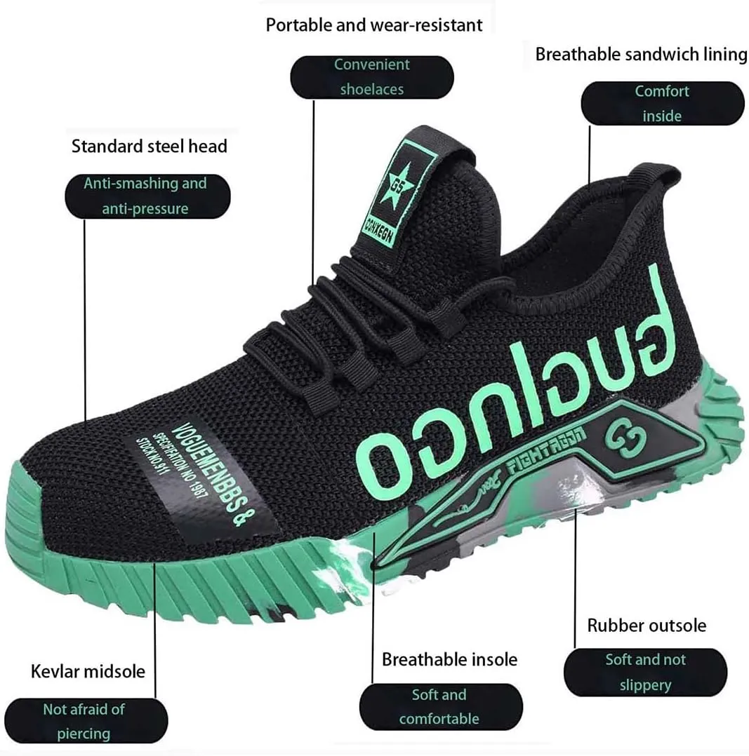 Men Women Indestructible Work Shoes,Lightweight Safety Shoes Slip Resistant Work Sneaker Breathable Puncture Proof Shoes