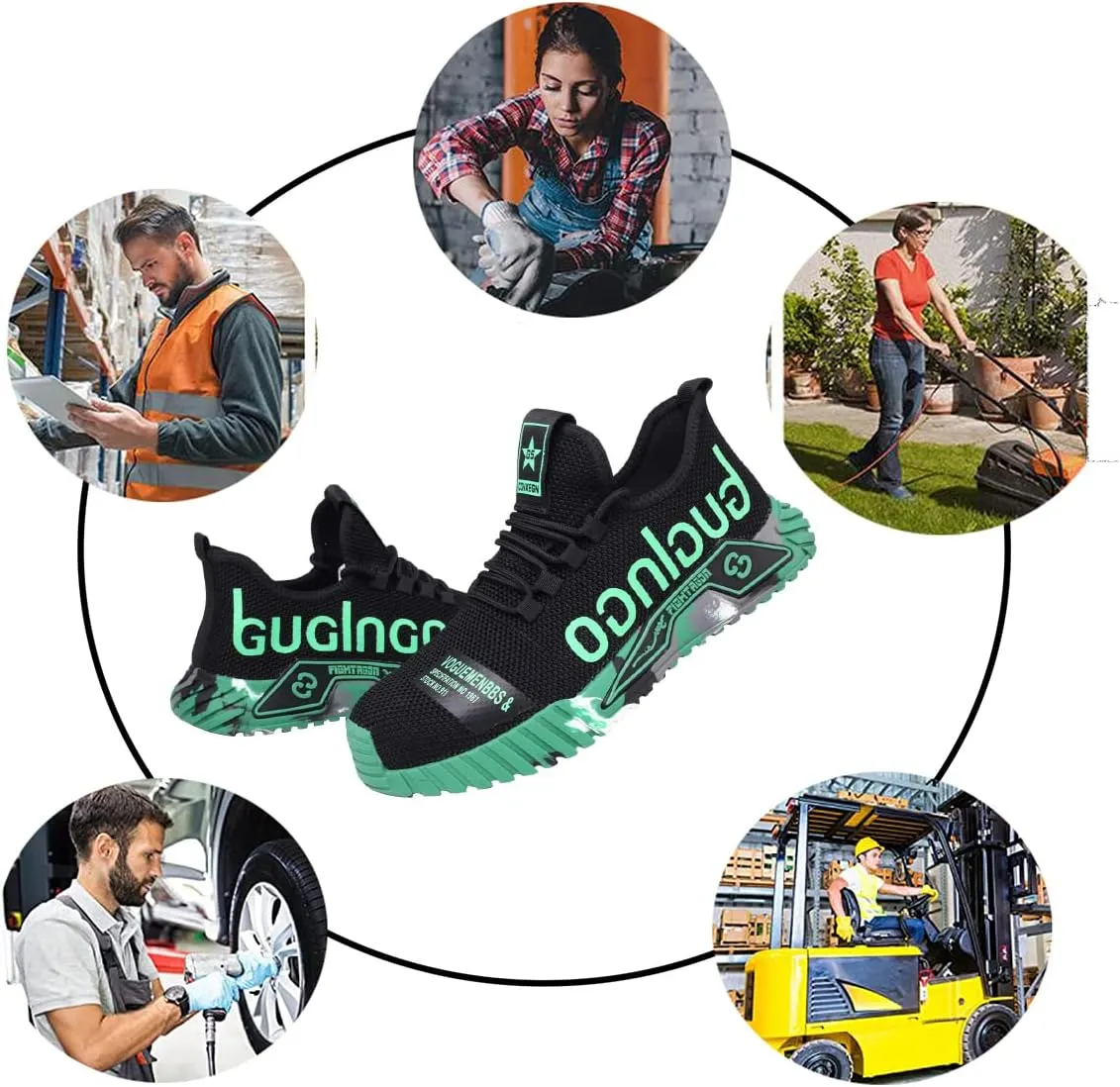 Men Women Indestructible Work Shoes,Lightweight Safety Shoes Slip Resistant Work Sneaker Breathable Puncture Proof Shoes