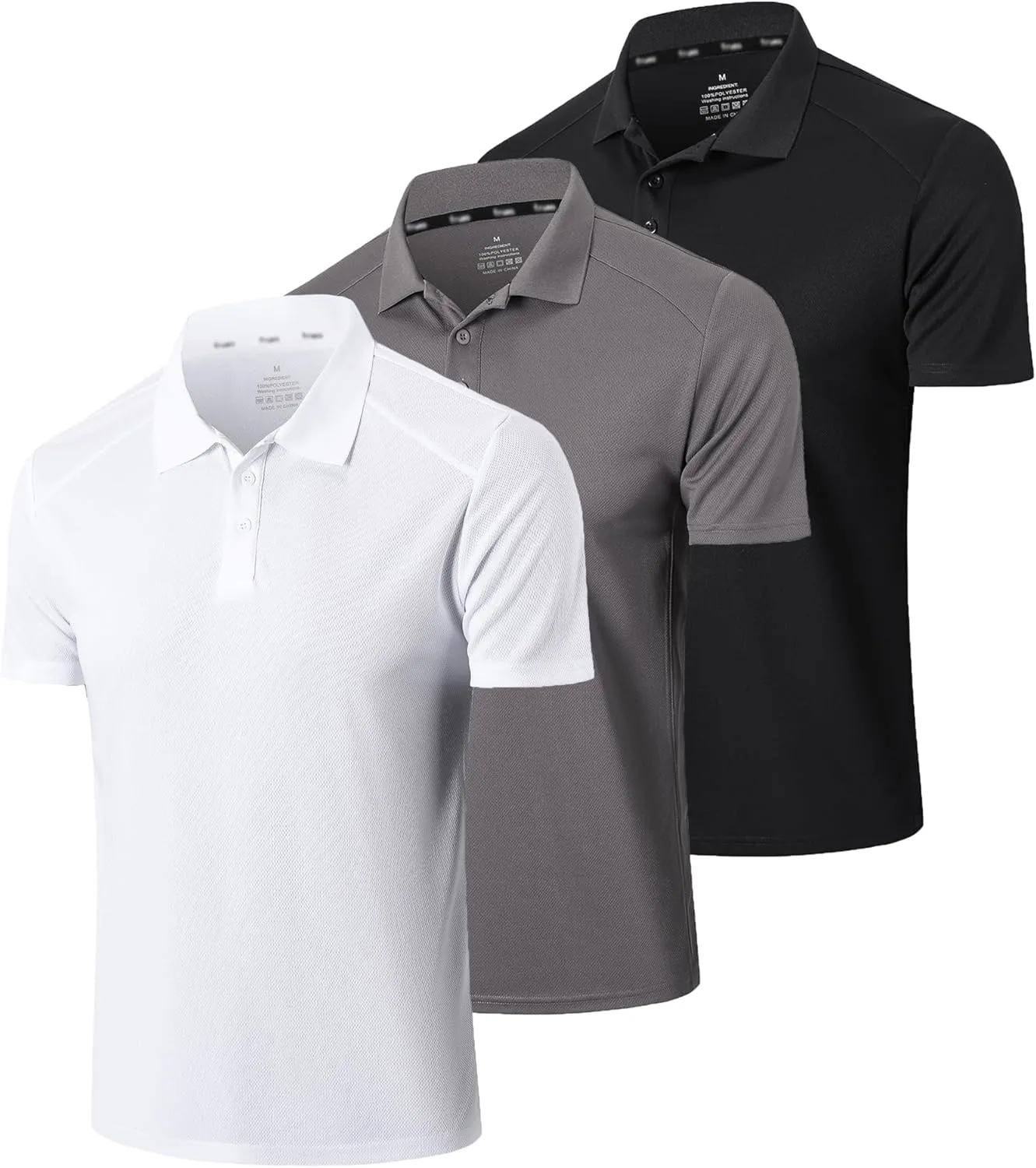 Mens 1/3 Pack Polo Shirt Moisture Wicking Dry Fit Performance Athletic Short Sleeve Golf Shirt
