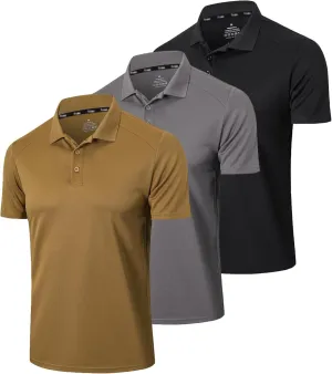 Mens 1/3 Pack Polo Shirt Moisture Wicking Dry Fit Performance Athletic Short Sleeve Golf Shirt