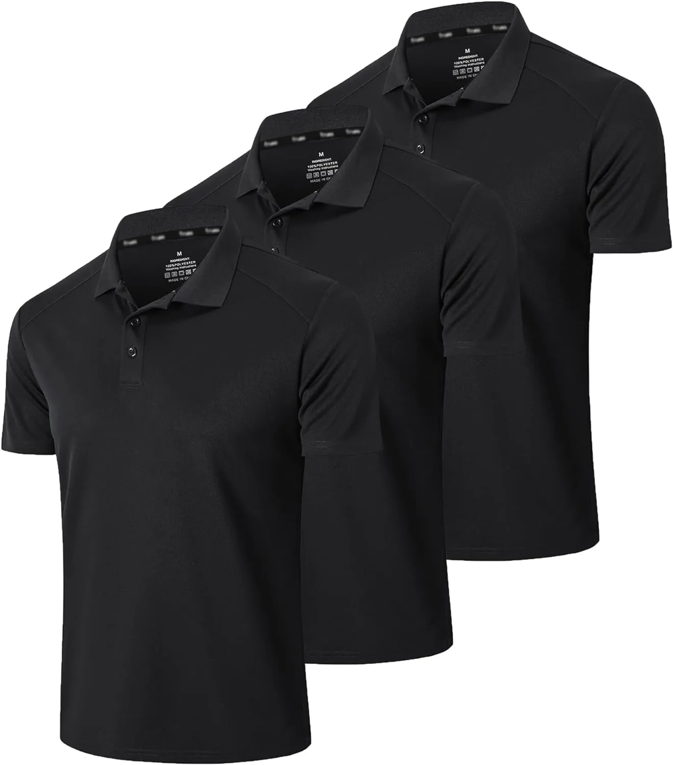 Mens 1/3 Pack Polo Shirt Moisture Wicking Dry Fit Performance Athletic Short Sleeve Golf Shirt