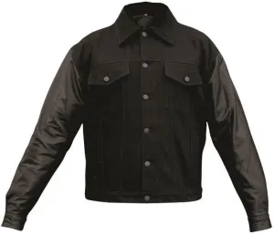 Men's AL2952 14 oz. Denim jackets Leather sleeves XX-Large Black
