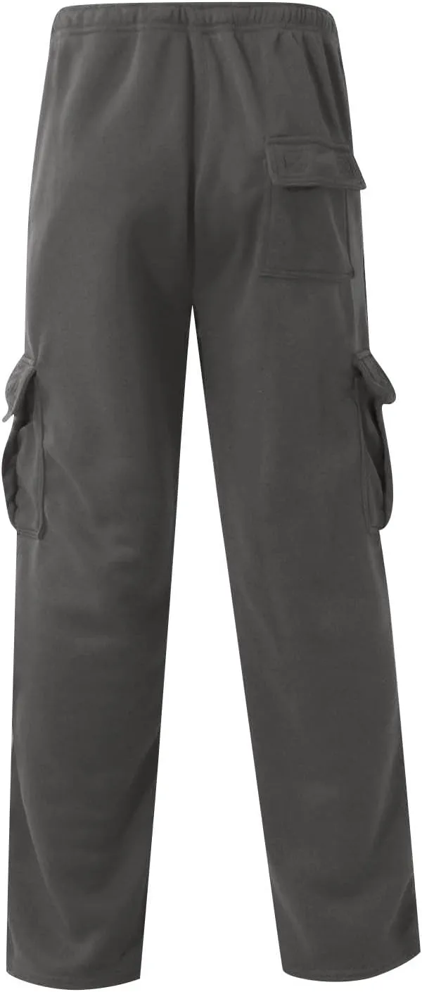 Mens Cargo Pants Loose Fit Cargo Pants Baggy Fit Casual Pants Elastic Waist Drawstring Trousers with Pockets