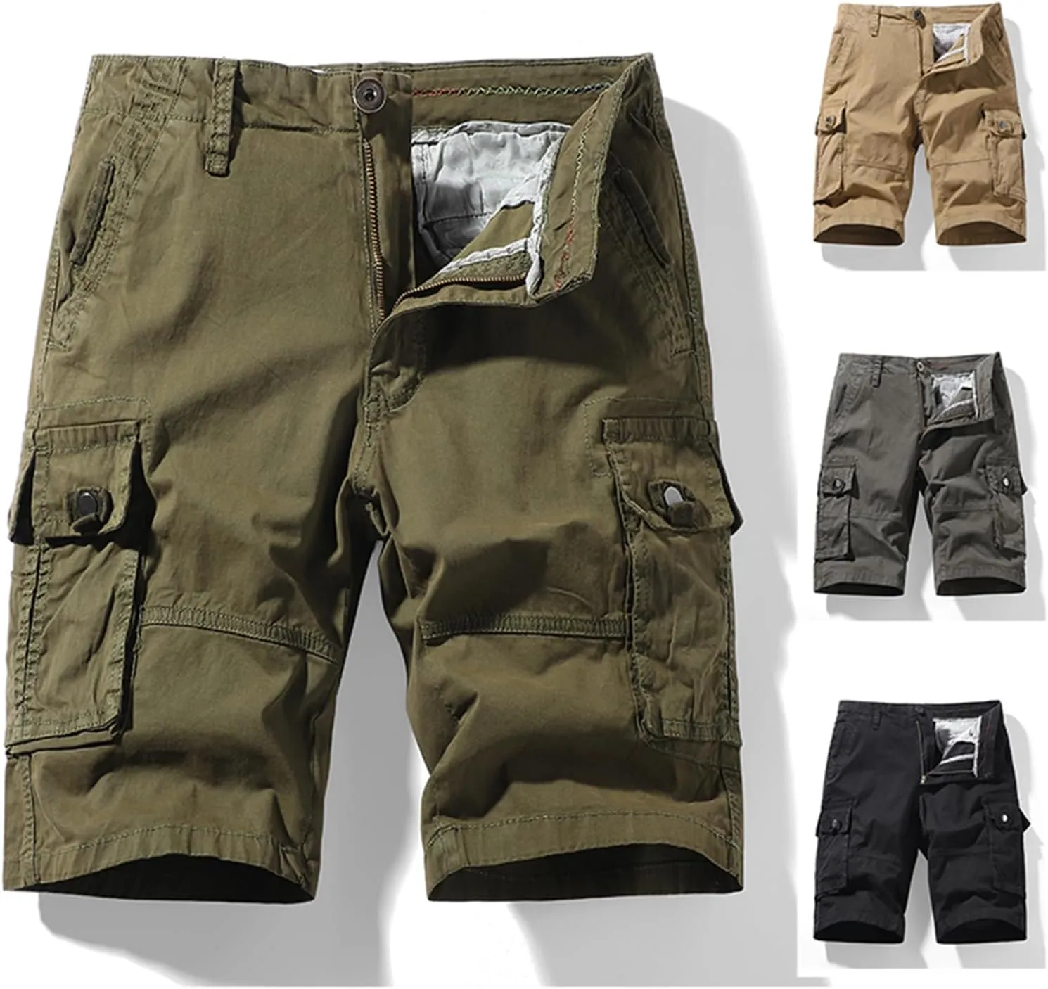 Men's Cargo Pants Multi-Pocket Zippered Slim Trousers Men's Khaki Pants Men's Jogging Pants Cargo Sport Trousers Belt