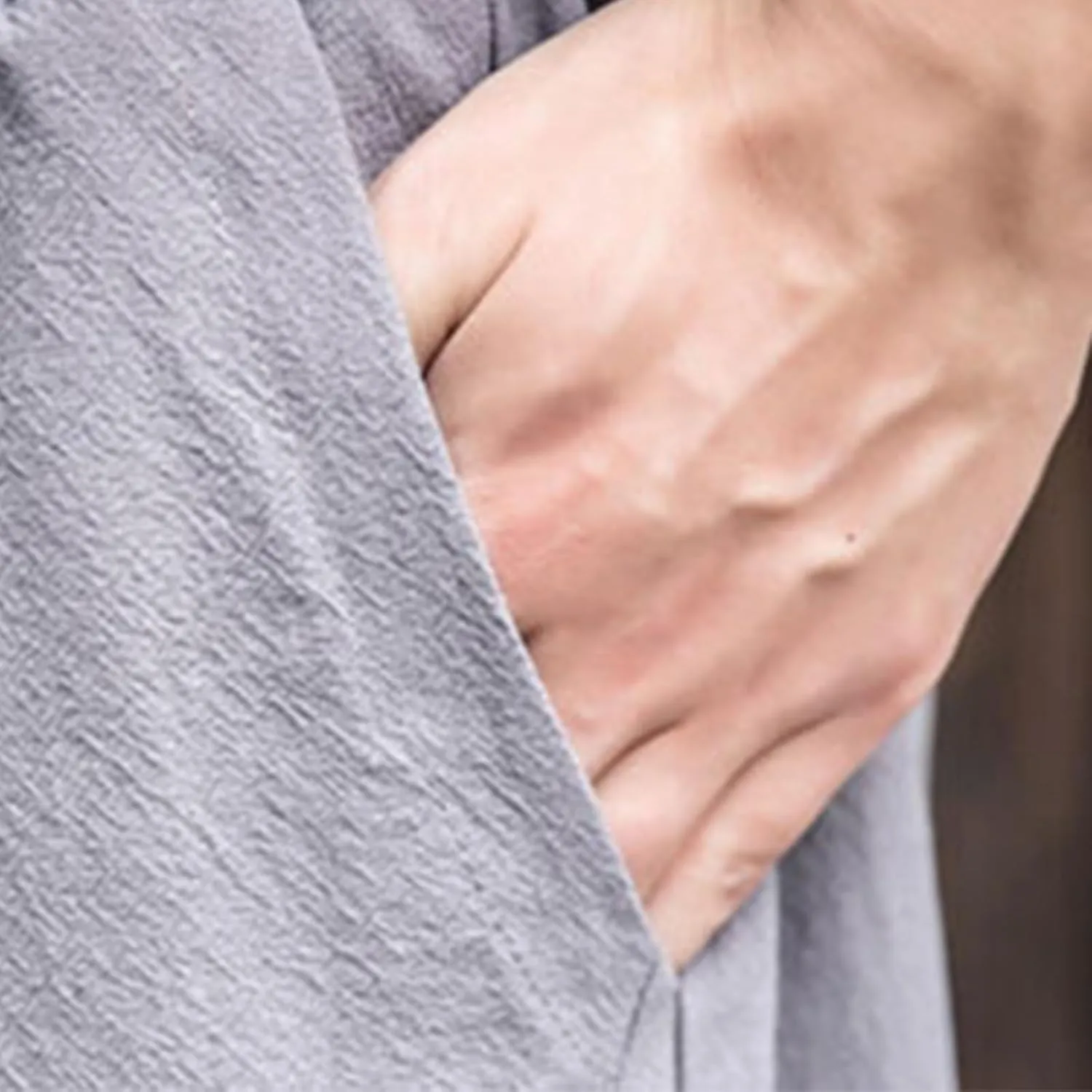 Mens Casual Linen Pants Below Knee Relaxed Fit Wide Leg Baggy Trousers Elastic Waistband Capri Comfy Gym Pants