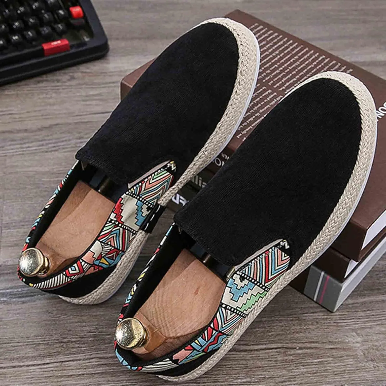 Men's Casual Low Boots Canvas Slip On Shoes in Spring and Summer Men Casual Driving Shoes