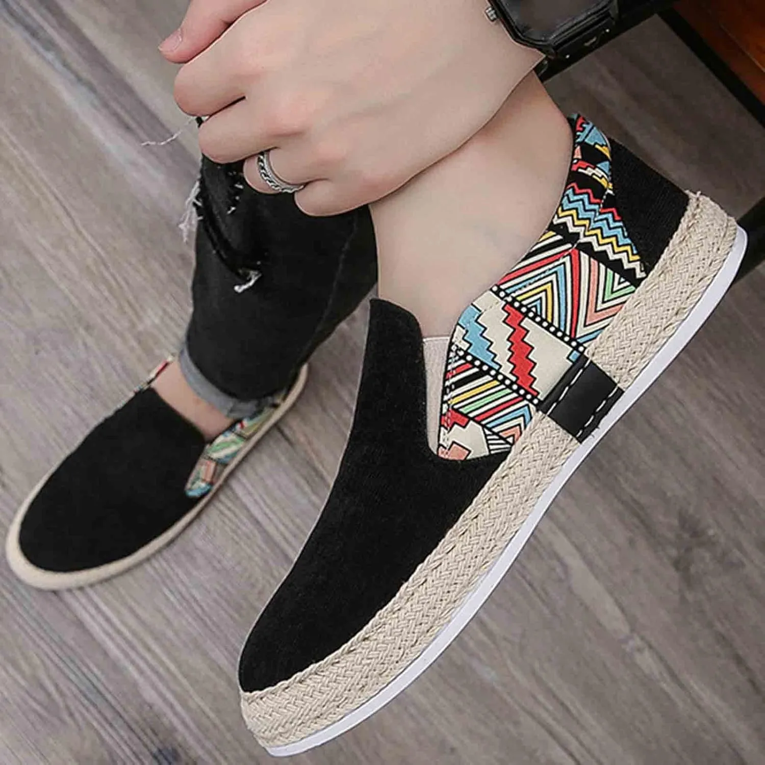 Men's Casual Low Boots Canvas Slip On Shoes in Spring and Summer Men Casual Driving Shoes