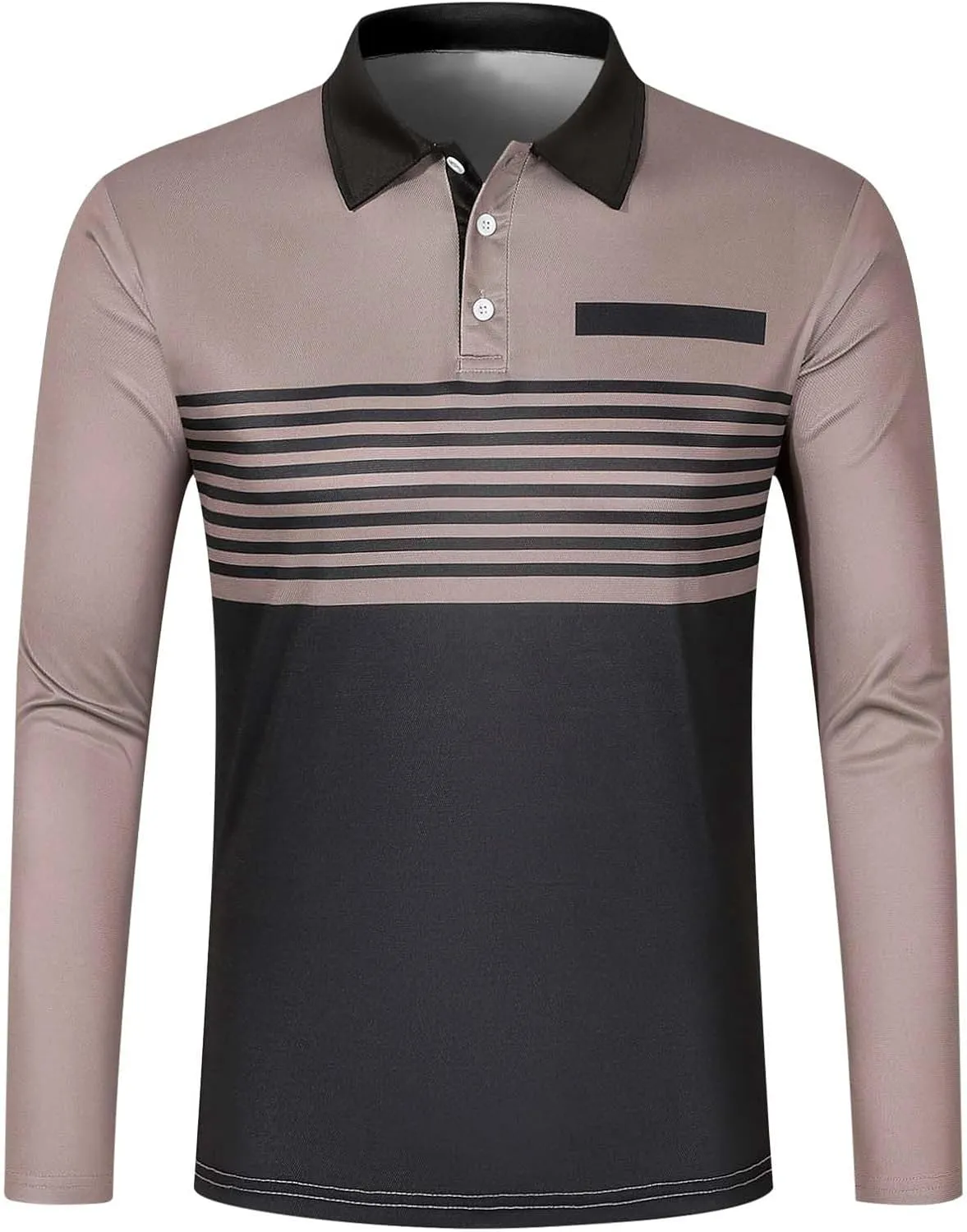 Mens Color Block Polo Shirts Long Sleeve Button Down T Shirts Comfy Slim Fit Golf Shirts 2025 Summer Shirts Trendy