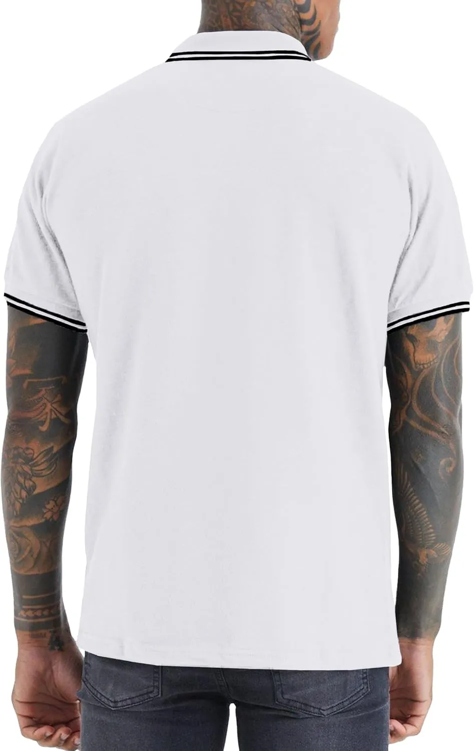 Men's Cotton Pique Golf Polo Shirts Casual Short Sleeve Classic Polo Shirts Button Down Shirts