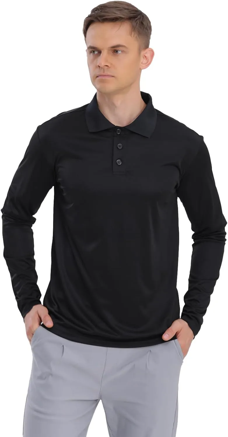Men's Golf Polo Shirts,1 Pack/4 Pack Long Sleeve Quick Dry Athletic Casual Performance Collar Shirts for Men