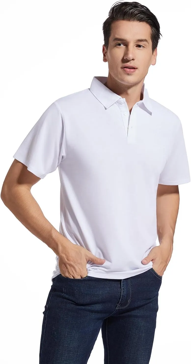 Men's Golf Polo Shirts,Casual Regular Fit Dry Fit Short Sleeve Moisture Wicking Collared T-Shirt(Order A Size Up)