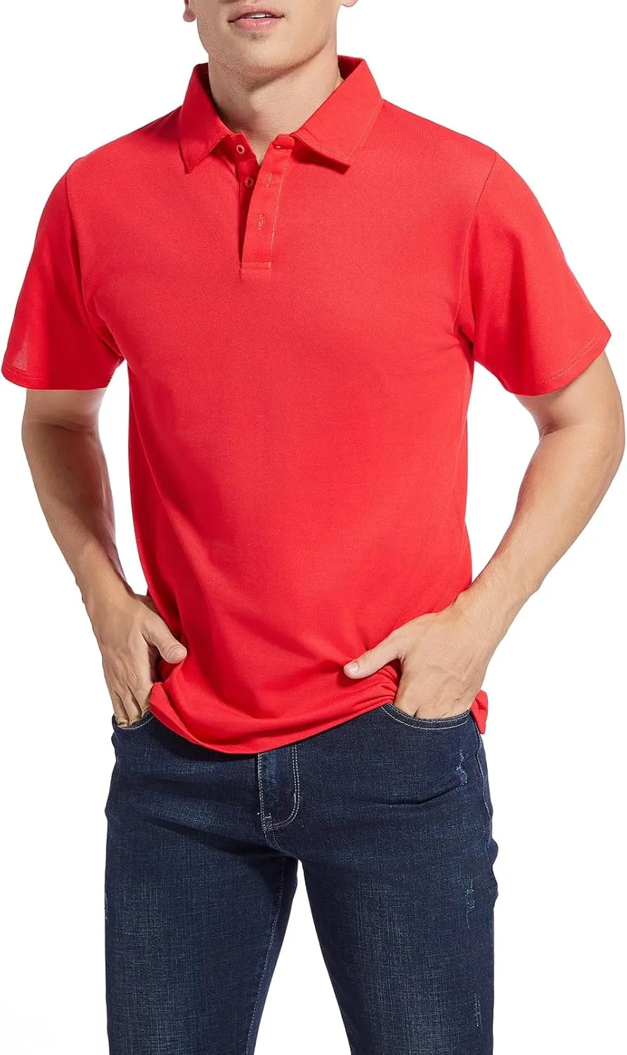 Men's Golf Polo Shirts,Casual Regular Fit Dry Fit Short Sleeve Moisture Wicking Collared T-Shirt(Order A Size Up)