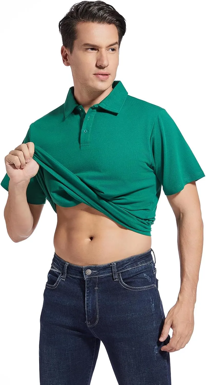 Men's Golf Polo Shirts,Casual Regular Fit Dry Fit Short Sleeve Moisture Wicking Collared T-Shirt(Order A Size Up)