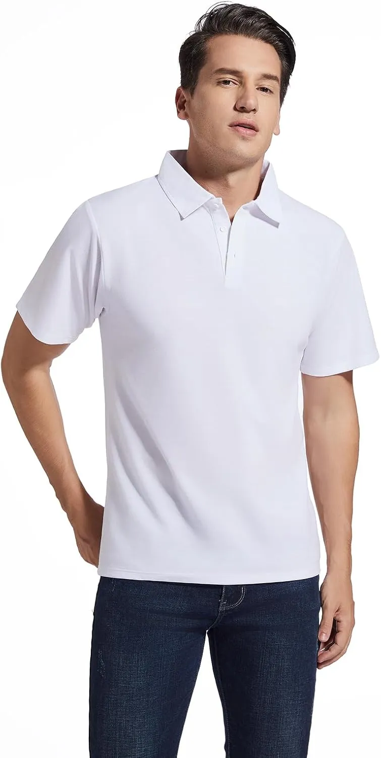 Men's Golf Polo Shirts,Casual Regular Fit Dry Fit Short Sleeve Moisture Wicking Collared T-Shirt(Order A Size Up)