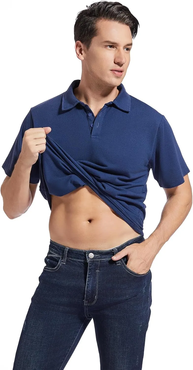 Men's Golf Polo Shirts,Casual Regular Fit Dry Fit Short Sleeve Moisture Wicking Collared T-Shirt(Order A Size Up)